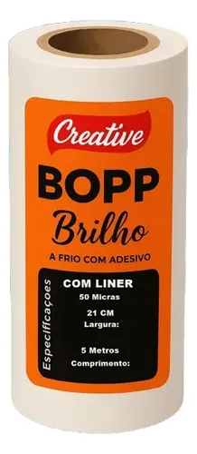 Bopp Adesivo Laminação A Frio Transparente 21 Cm X 5 Metros