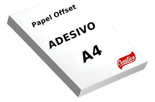 100 Folhas Papel Offset Adesivo A4 Fosco Branco