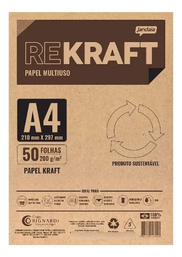 Papel Kraft A4 200G Jandaia 50Fls Jandaia