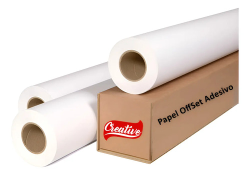 Bobina Adesivo Para Plotter Offset 610 Mm X 30 Mts Tubete 2  Branco