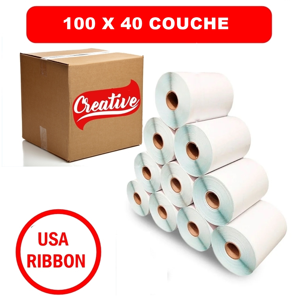 Kit Com 10 Rolos De Etiqueta Adesiva Couché 100X40Mm (10X4 Cm) – 30 Metros