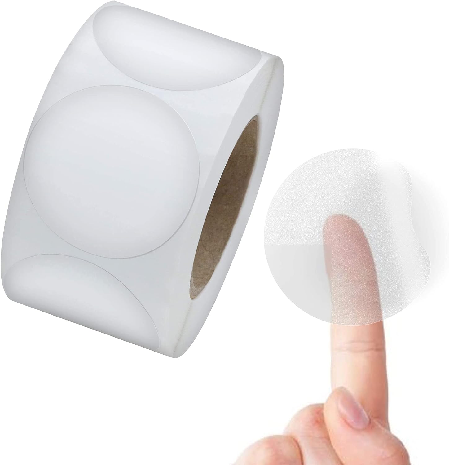 Rolo Com 300 Etiquetas Adesivas Redondas Transparentes (Bolinha) – 5 Cm (50 Mm) Em 2 Carreiras