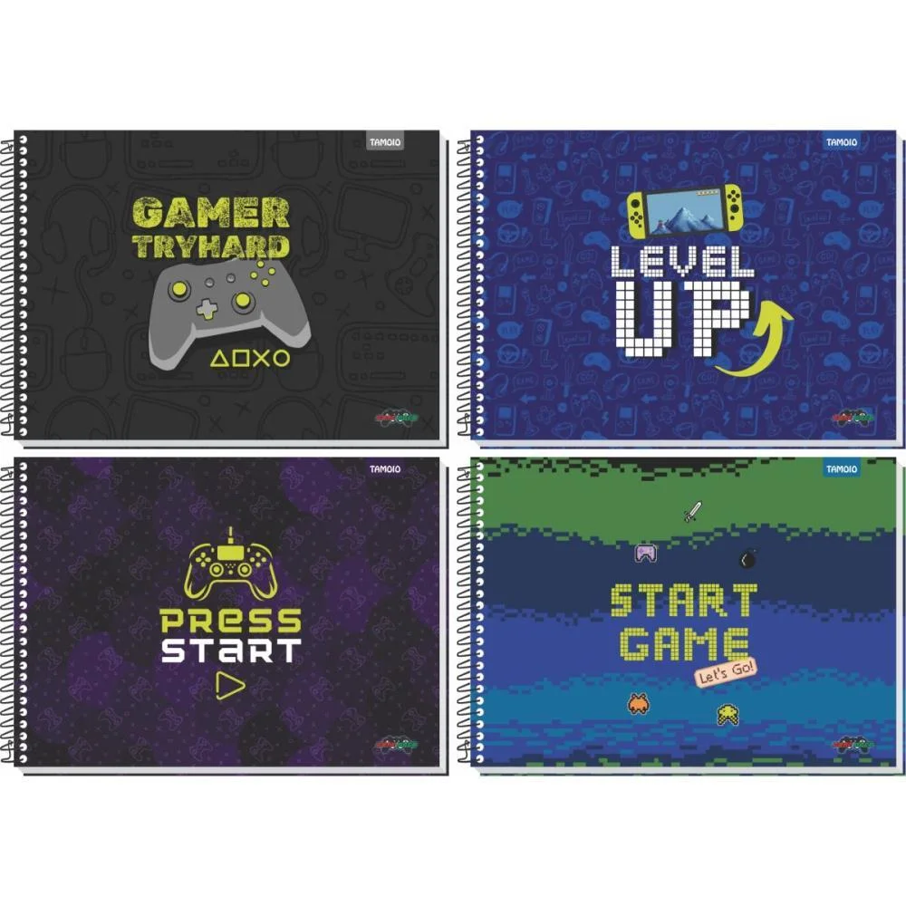 Caderno Desenho Univ Capa Dura Game Over 48F Espiral Tamoio (Pct.c/04)