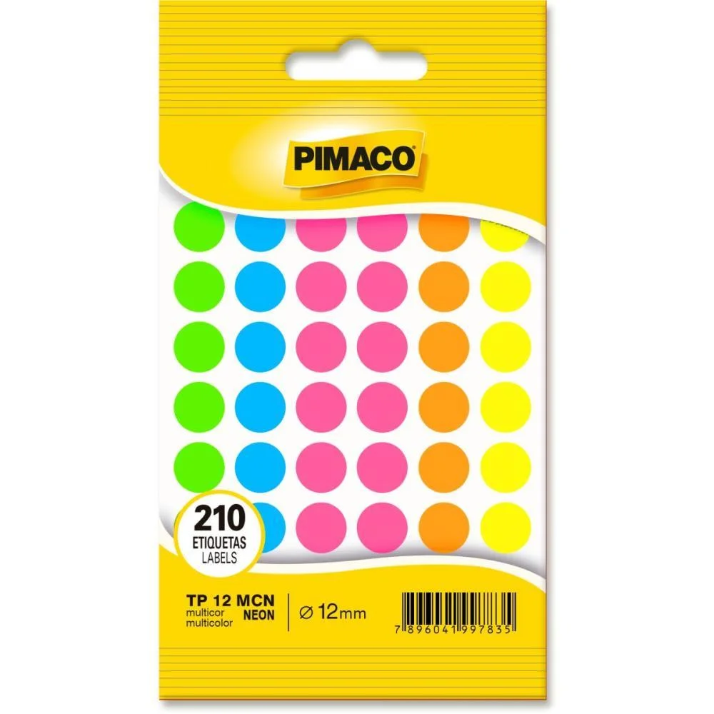 Etiqueta Redonda Tp-12 Neon Sort. 12Mm Pimaco (Ct.c/210)
