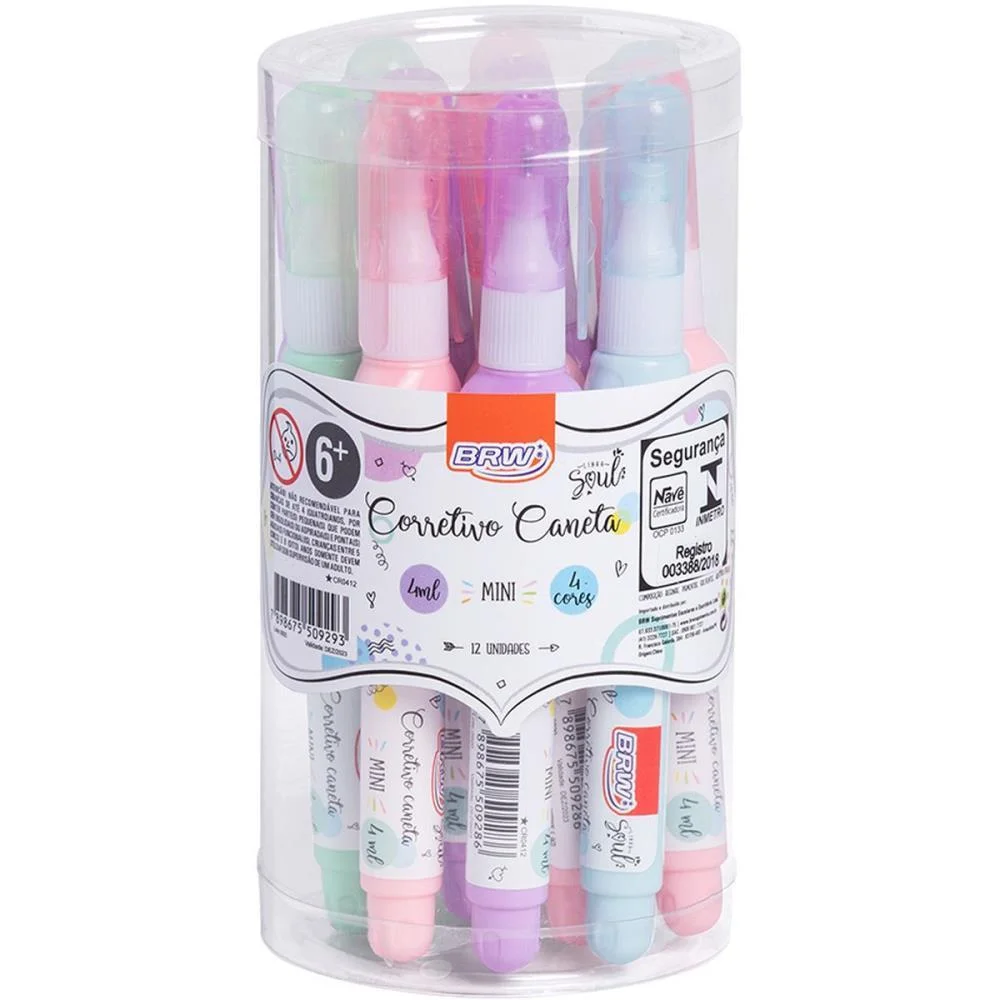 Caneta Corretiva 4Ml Soul Mini 4Cores (S) Brw (Pote-12)