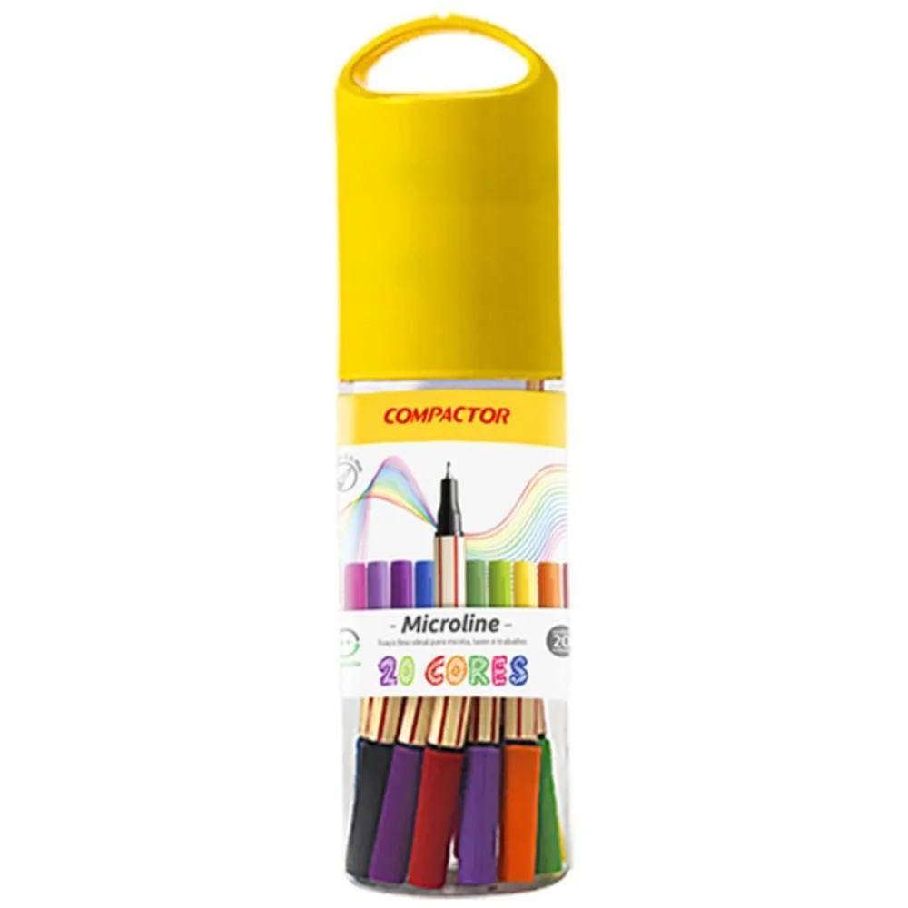 Caneta Com Ponta Porosa Microline 20Cores Compactor (Pote C/20)