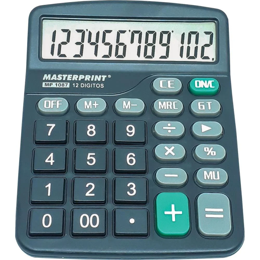 Calculadora De Mesa 12 Dig.mp 1087 Preta Pilha Masterprint