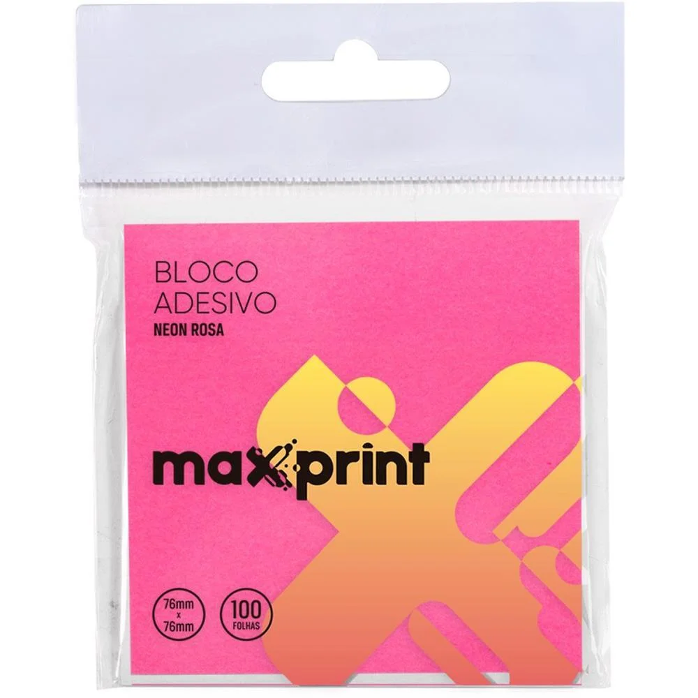 Bloco De Recado Autoadesivo 76X76Mm Rosa Neon 100F Maxprint