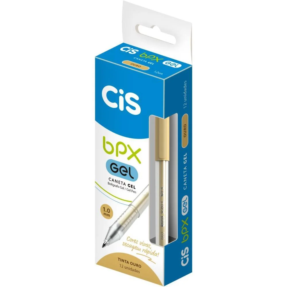 Caneta Gel Cis Bpx Gel 1.0Mm Ouro Sertic (Cx.c/12)