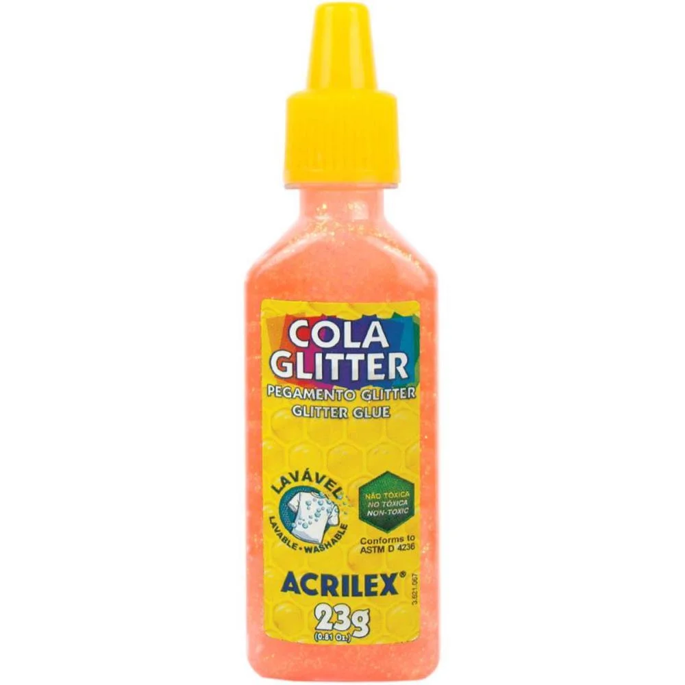 Cola Com Glitter Tubo 23G. Laranja Acrilex (Duzia)