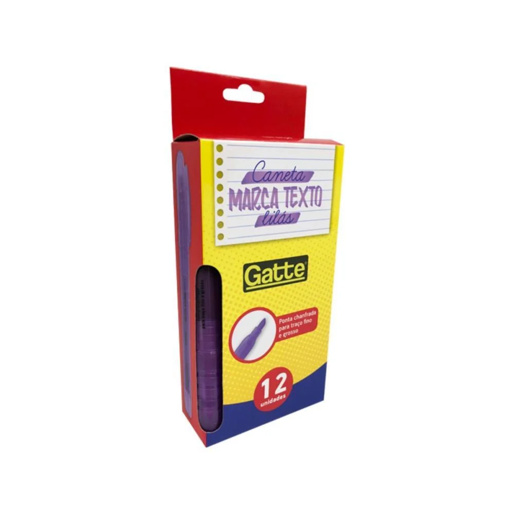 Caneta Marca Texto Gatte Lilas 4Mm Make+ (Cx.c/12)