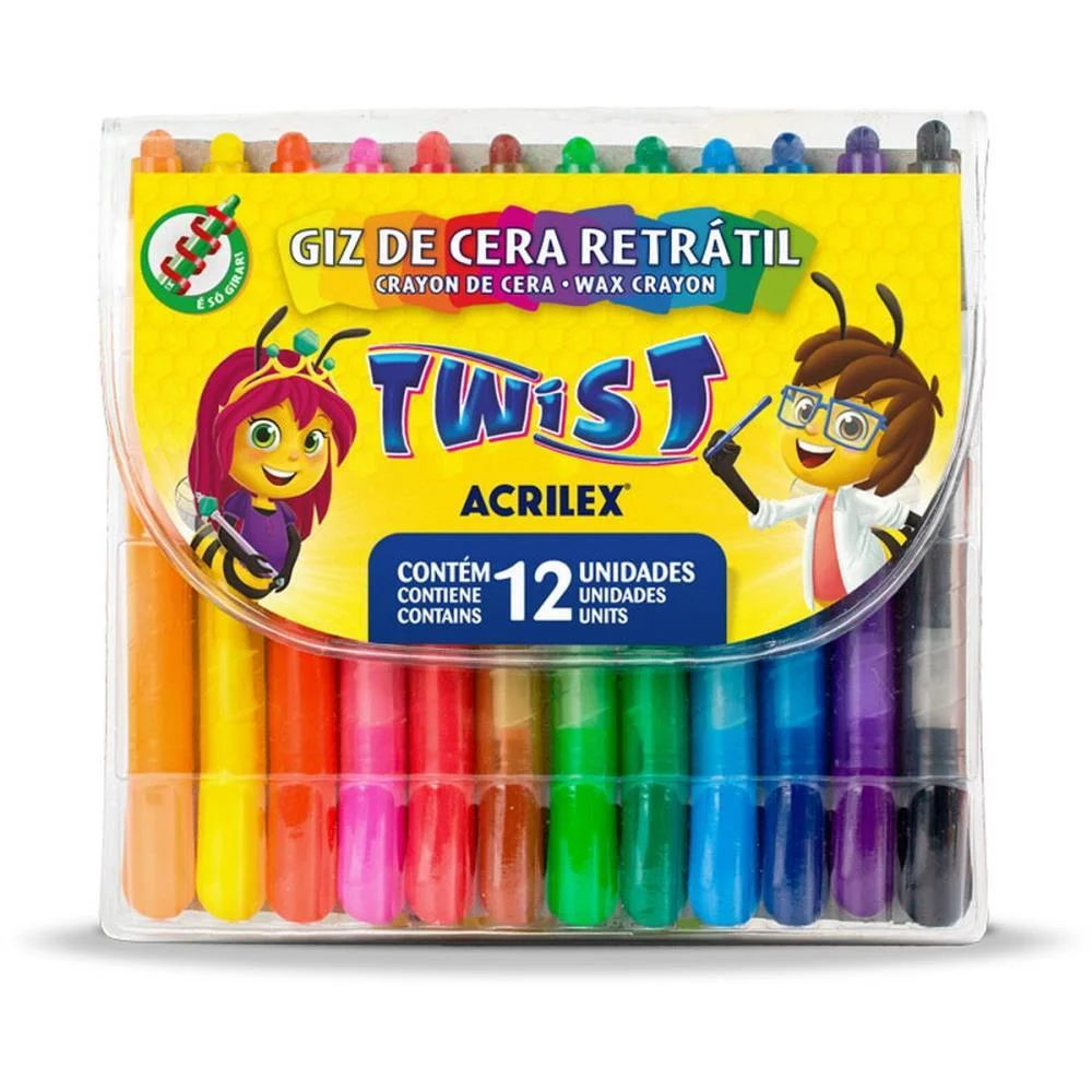 Giz De Cera Jumbo Retratil Twist 12 Cores Acrilex (Pct.c/03)
