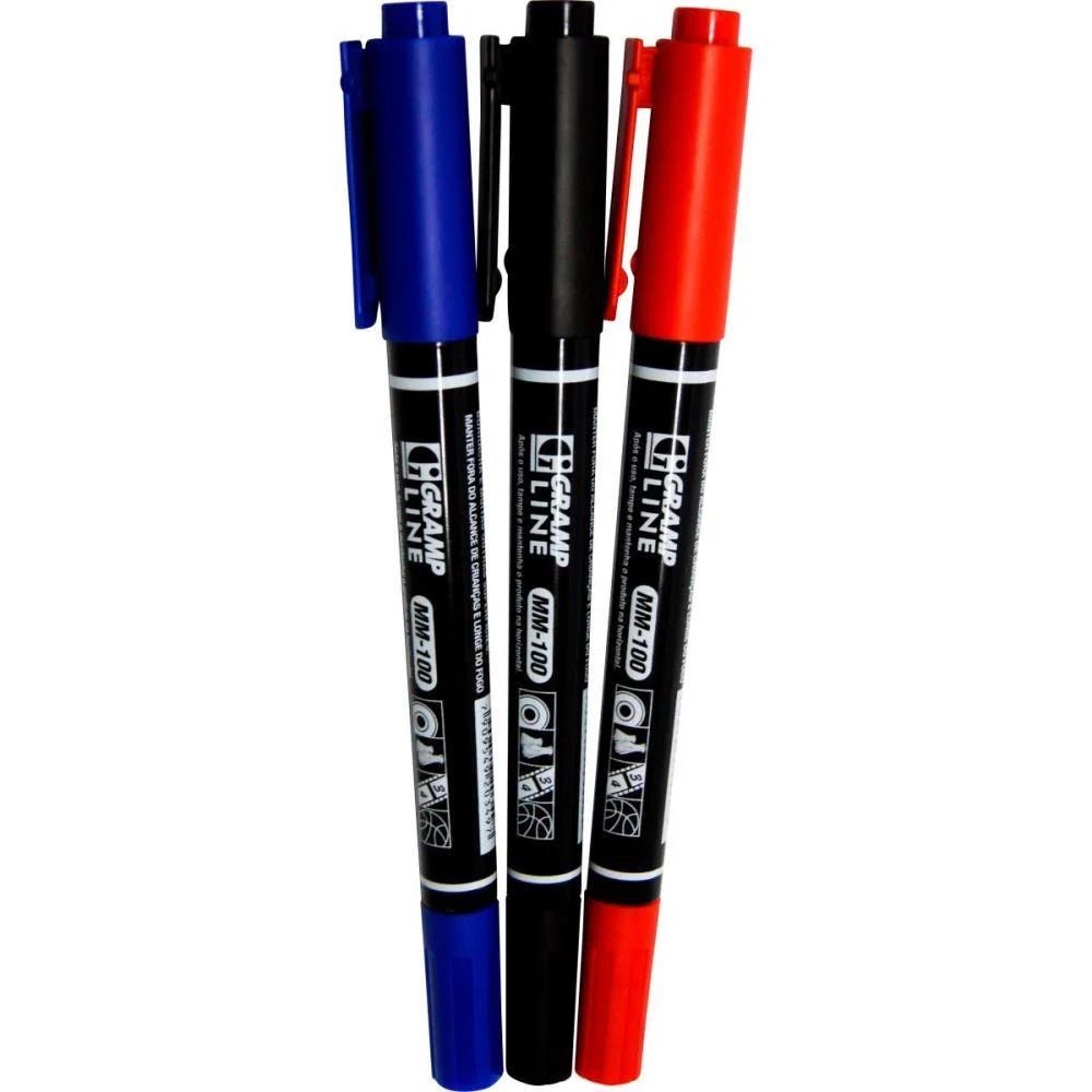 Caneta Para Cd 1.0Mm Mm-100 Multiuso Duo 03 Cores Gramp Line (Bl.c/03)