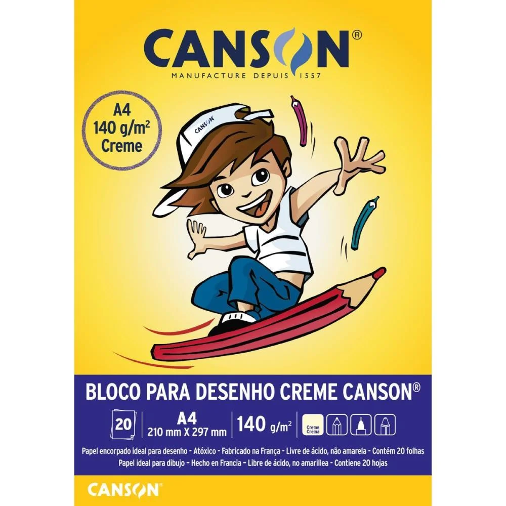 Bloco Para Educacao Artistica Creme Infantil 20F A4 140G Canson (Pacote)