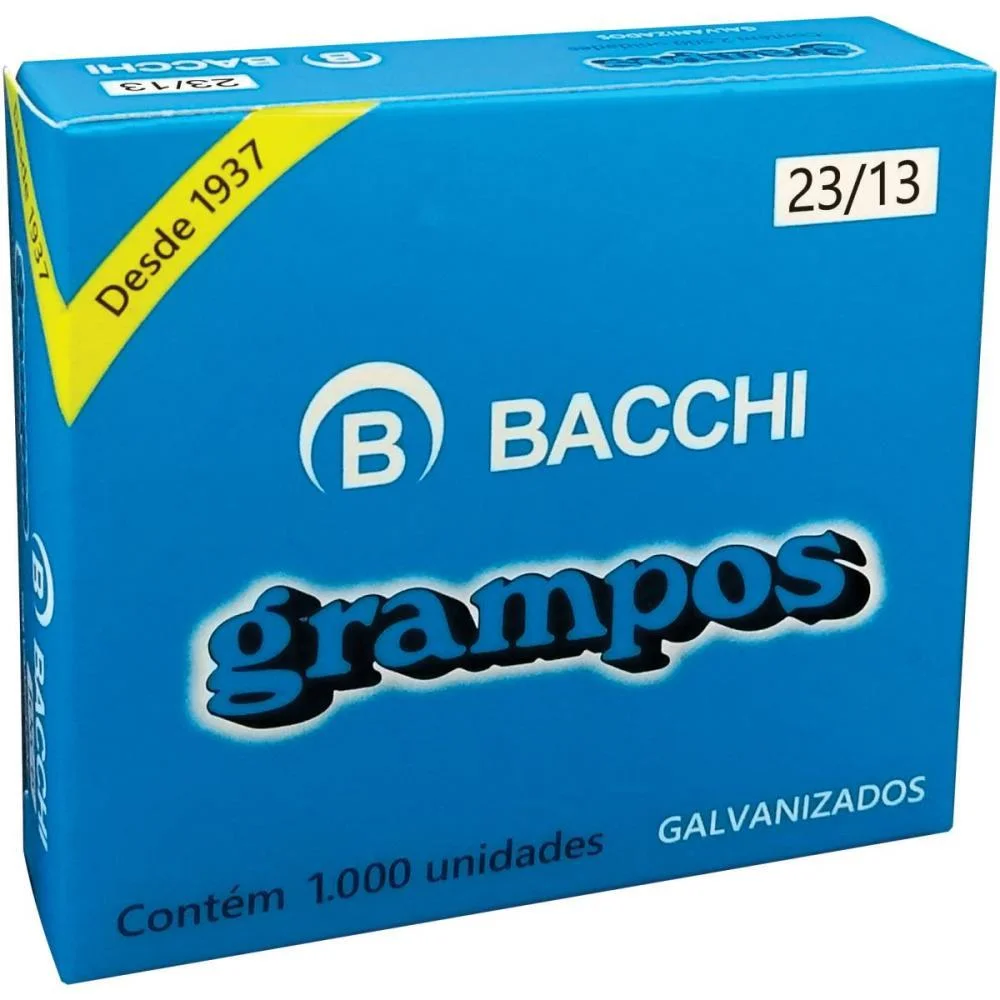 Grampo Para Grampeador 23/13 Galvanizado 1000 Grampos Bacchi (Caixa)