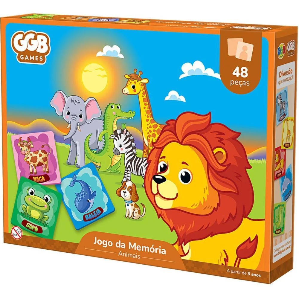 Jogo Da Memoria Animais 48Pcs Ggb Plast
