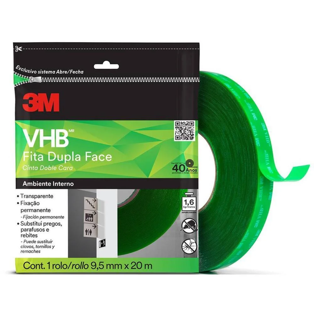 Fita Fixa Forte Vhb4910 Tranp/Verde 9,5Mmx20M 3M