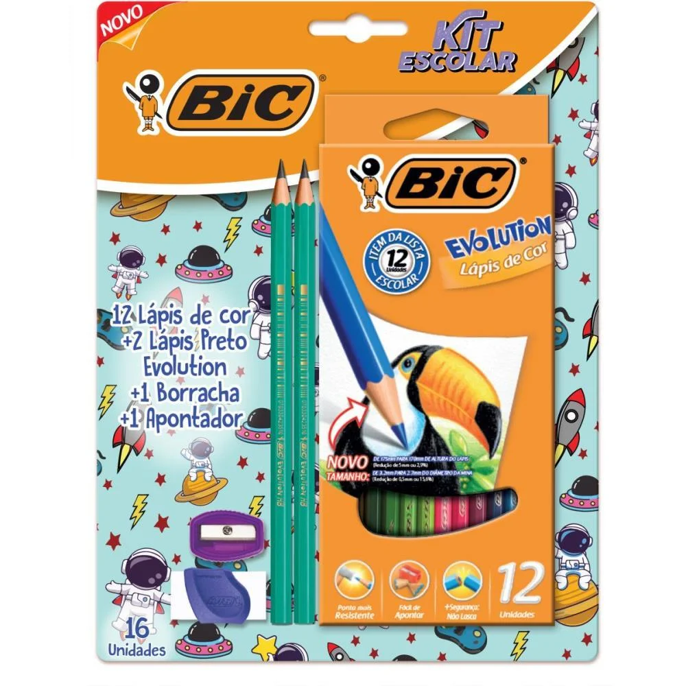 Kit Escolar Basico Lap.cor+Lap.pr+Borr+Apo Bic (Blister)