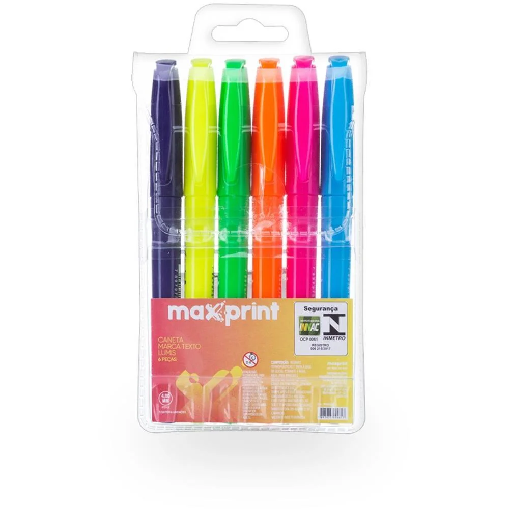 Caneta Marca Texto Lumis C/ 6 Cores Maxprint (Estojo)