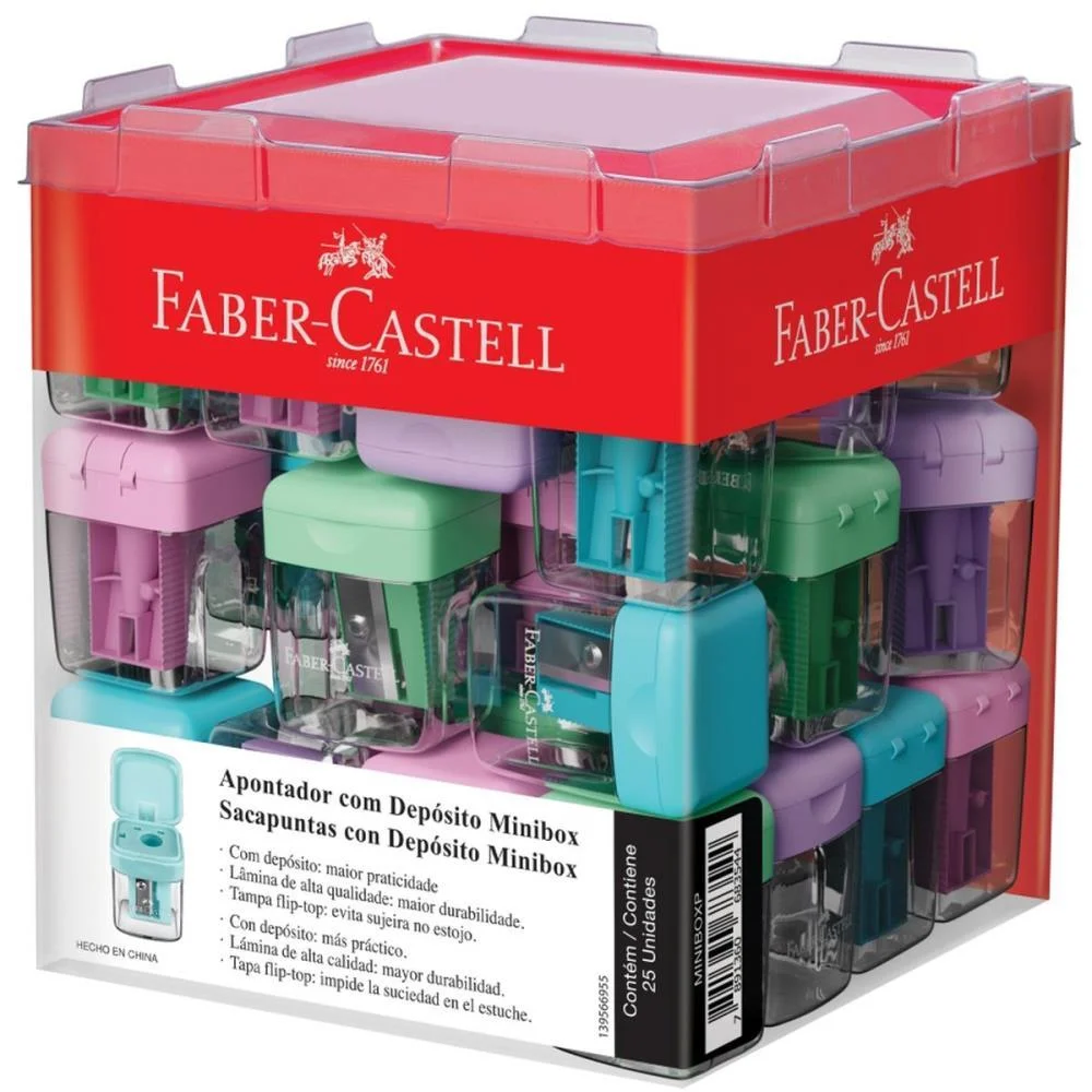 Apontador Com Deposito Tons Pastel (S) Faber-Castell (Dp.c/25)