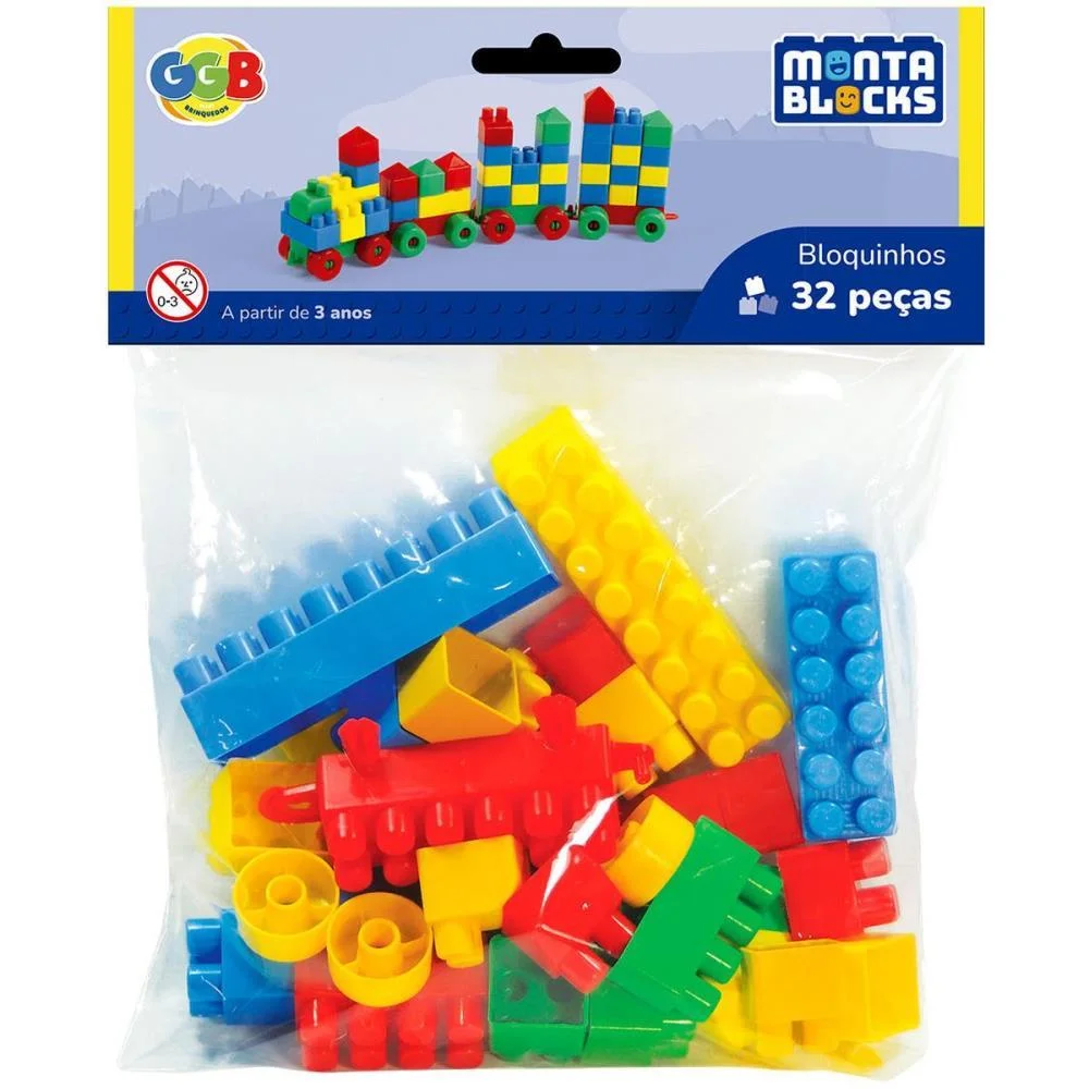 Brinquedo Para Montar Bloquinhos 32 Pecas Ggb Plast (Pacote)