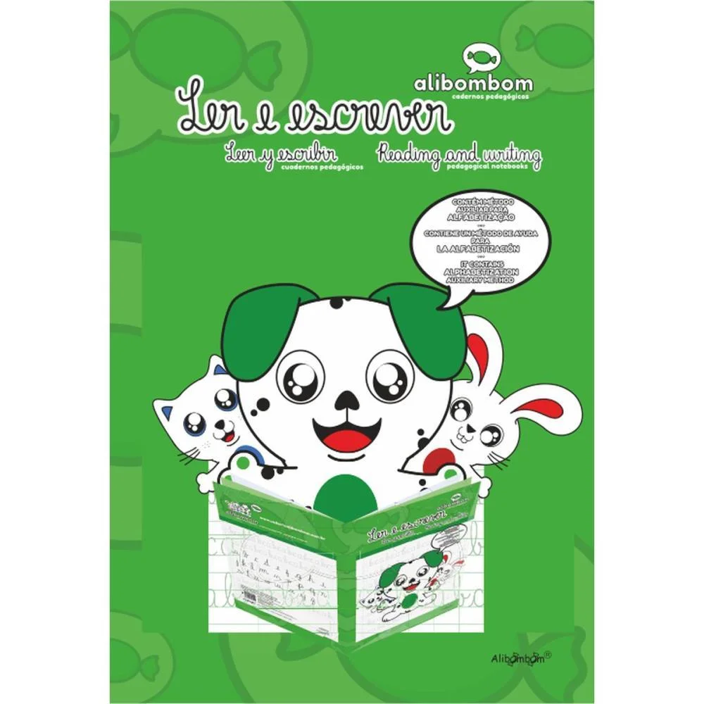 Caderno Caligrafia Alibombom Verde Pauta 123 60Fl Romitec (Pct.c/05)