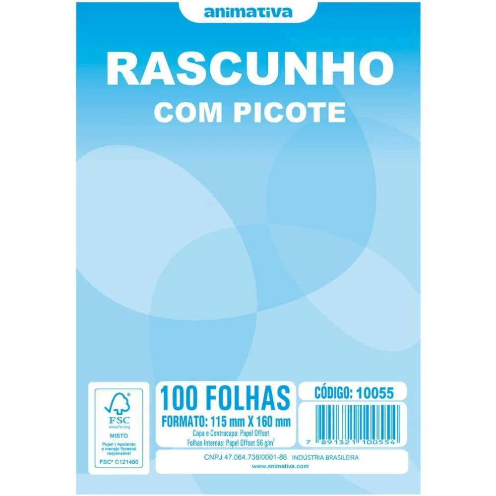 Bloco Para Rascunho C/Picote E Grampo 100F.115X160 Animativa (Pct.c/20)