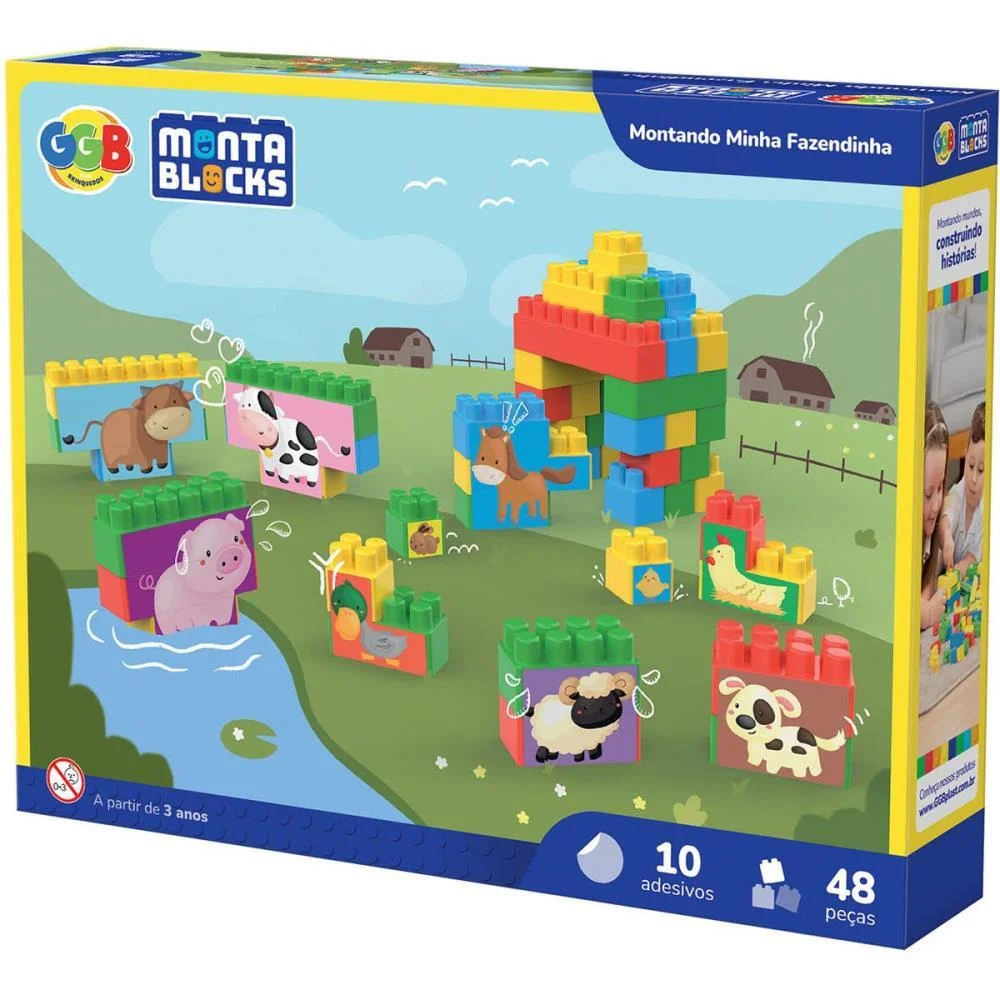 Brinquedo Para Montar Montando Minha Fazendinha 48Pc Ggb Plast