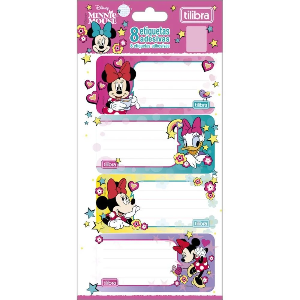 Etiqueta Escolar Decorada Minnie C/8Etiq. 100X208Mm Tilibra (Pct.c/10)