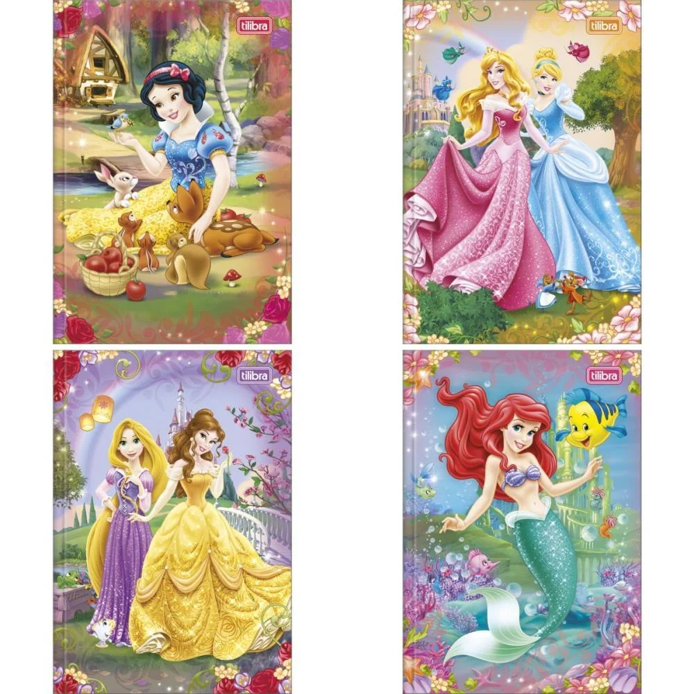 Caderno Brochura Pequeno Capa Dura Princesas 80Fls. Tilibra (Pct.c/05)
