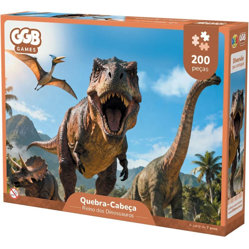 Quebra-Cabeca Cartonado Dinossauros 200 Pecas Ggb Plast