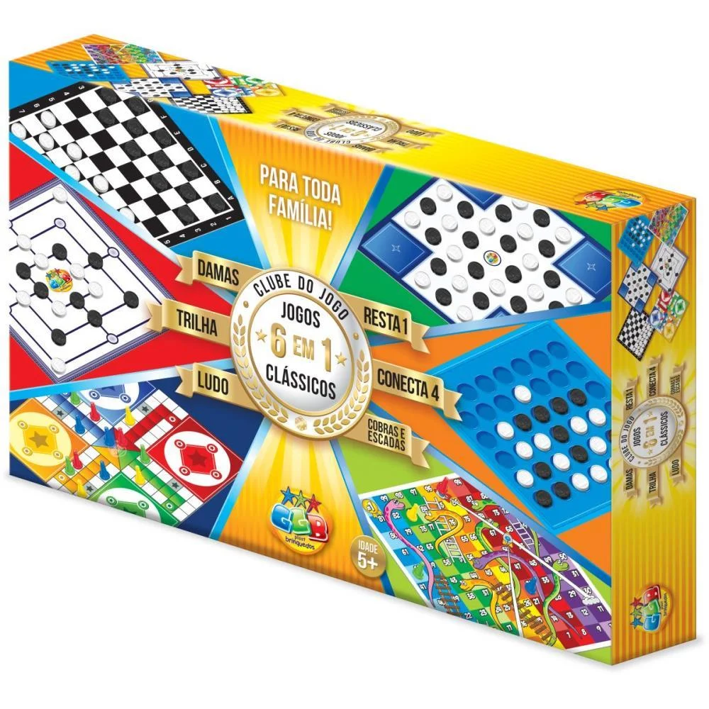 Jogo De Tabuleiro 6 Em 1 Clube Do Jogo (Dama/Tri Ggb Plast