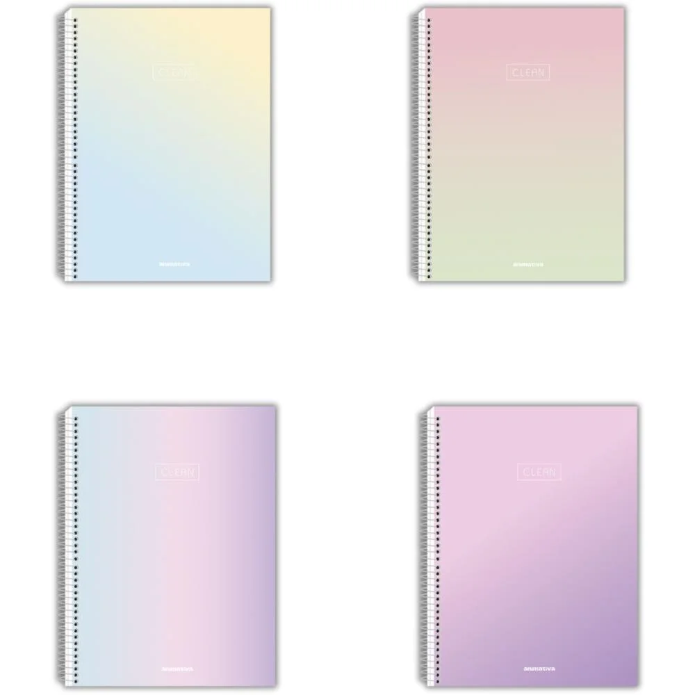 Caderno Espiral Pequeno Capa Dura Clean 80F Animativa (Pct.c/10)
