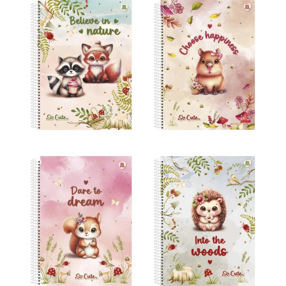 Caderno Espiral Pequeno Capa Dura So Cute 80F Animativa (Pct.c/10)
