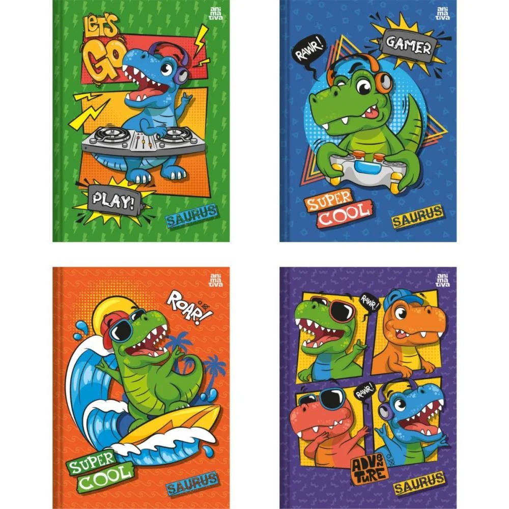 Caderno Brochura Pequeno Capa Dura Saurus 80F Animativa (Pct.c/05)