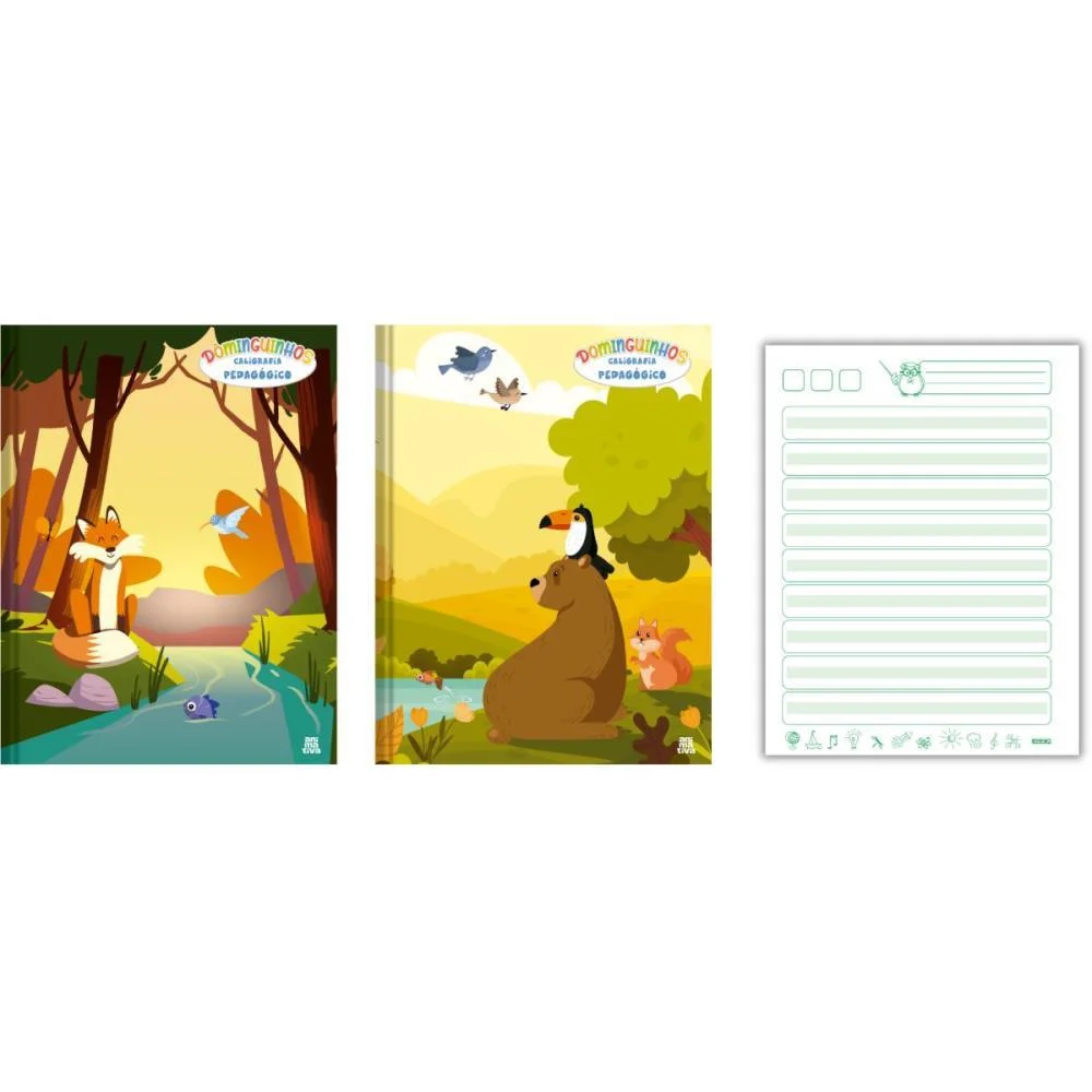 Caderno Caligrafia Capa Dura Dominguinhos P.verde Cost.40F Animativa (Pct.c/05)