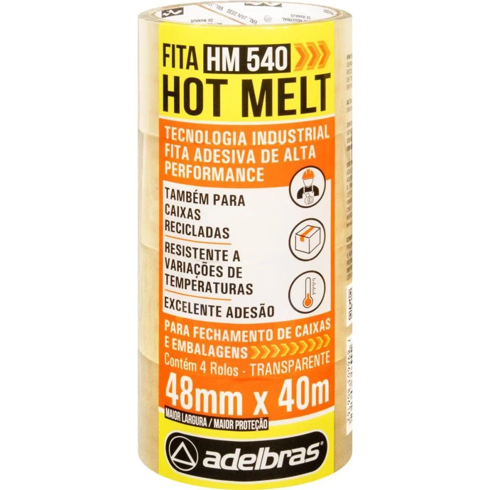 Fita Para Empacotamento Hot Melt 48X40M Transparente Adelbras (Pct.c/04)