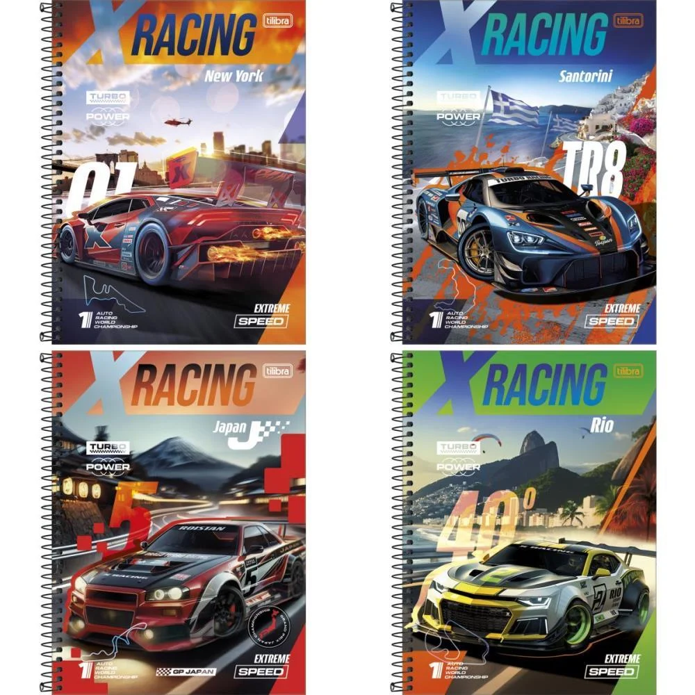 Caderno 10X1 Capa Dura X-Racing 160Fls. Tilibra (Pct.c/04)