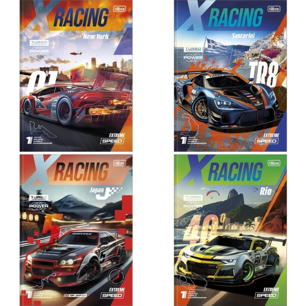 Caderno Brochurao Capa Dura X-Racing 80Fls. Tilibra (Pct.c/05)