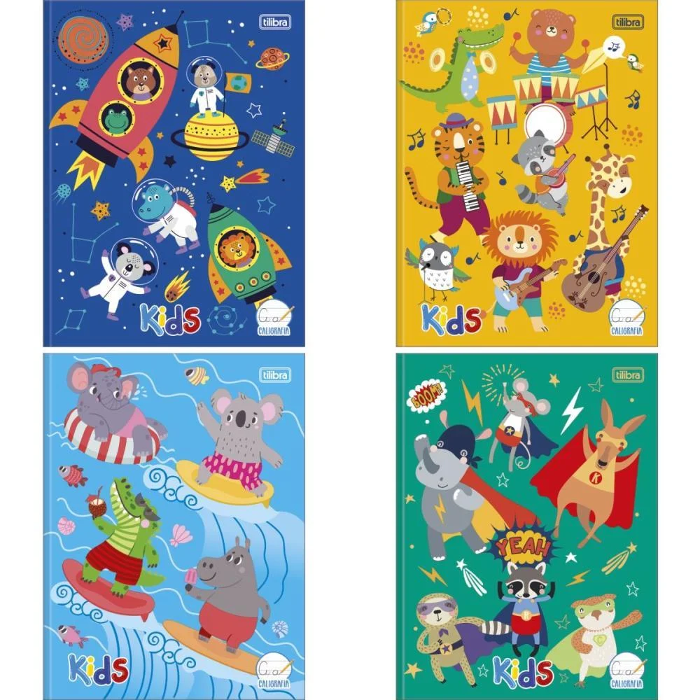 Caderno Caligrafia Capa Dura Kids 40Fls Brochura Masculino Tilibra (Pct.c/08)