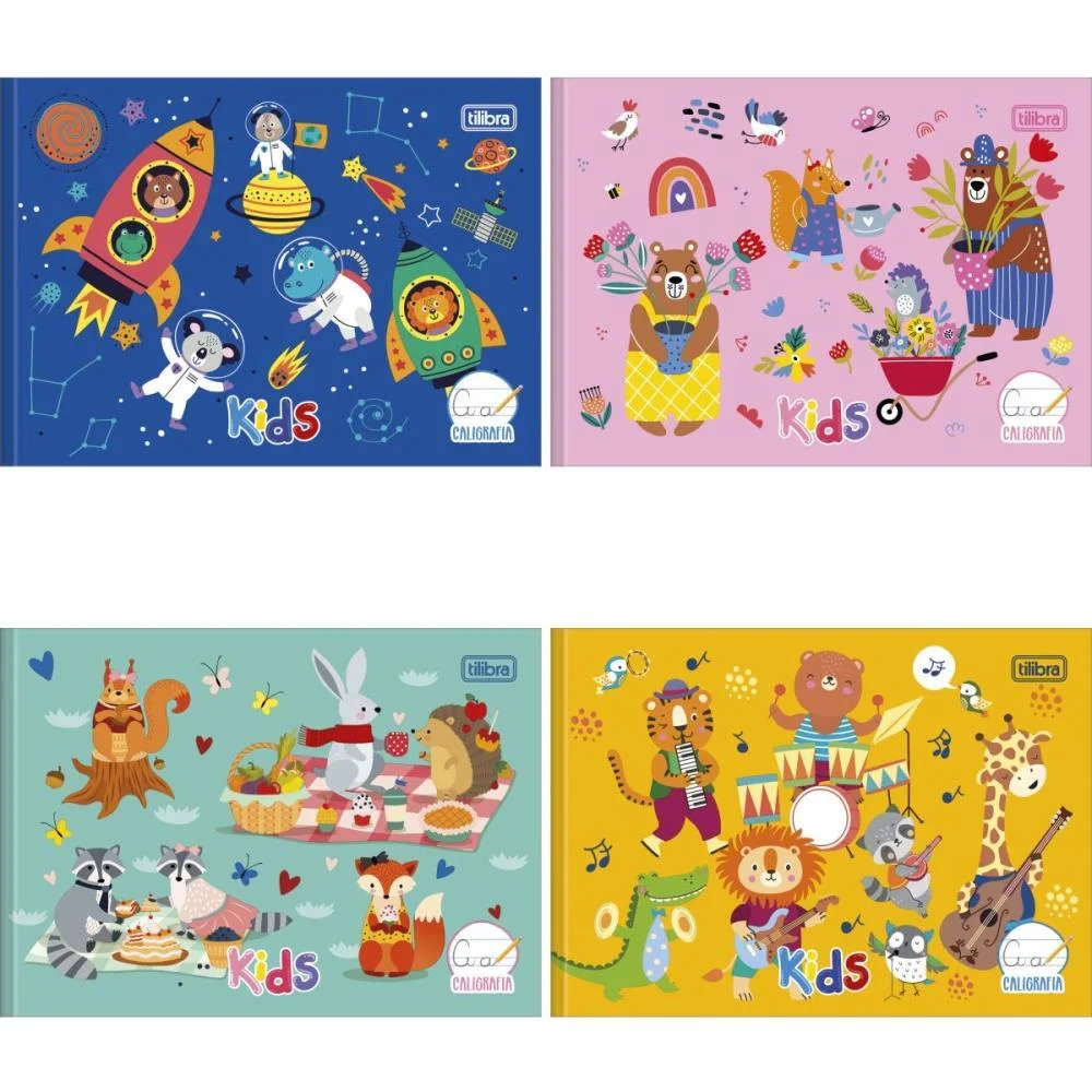 Caderno Caligrafia Capa Dura Kids 40F Horiz Broch Masc/Fem Tilibra (Pct.c/15)