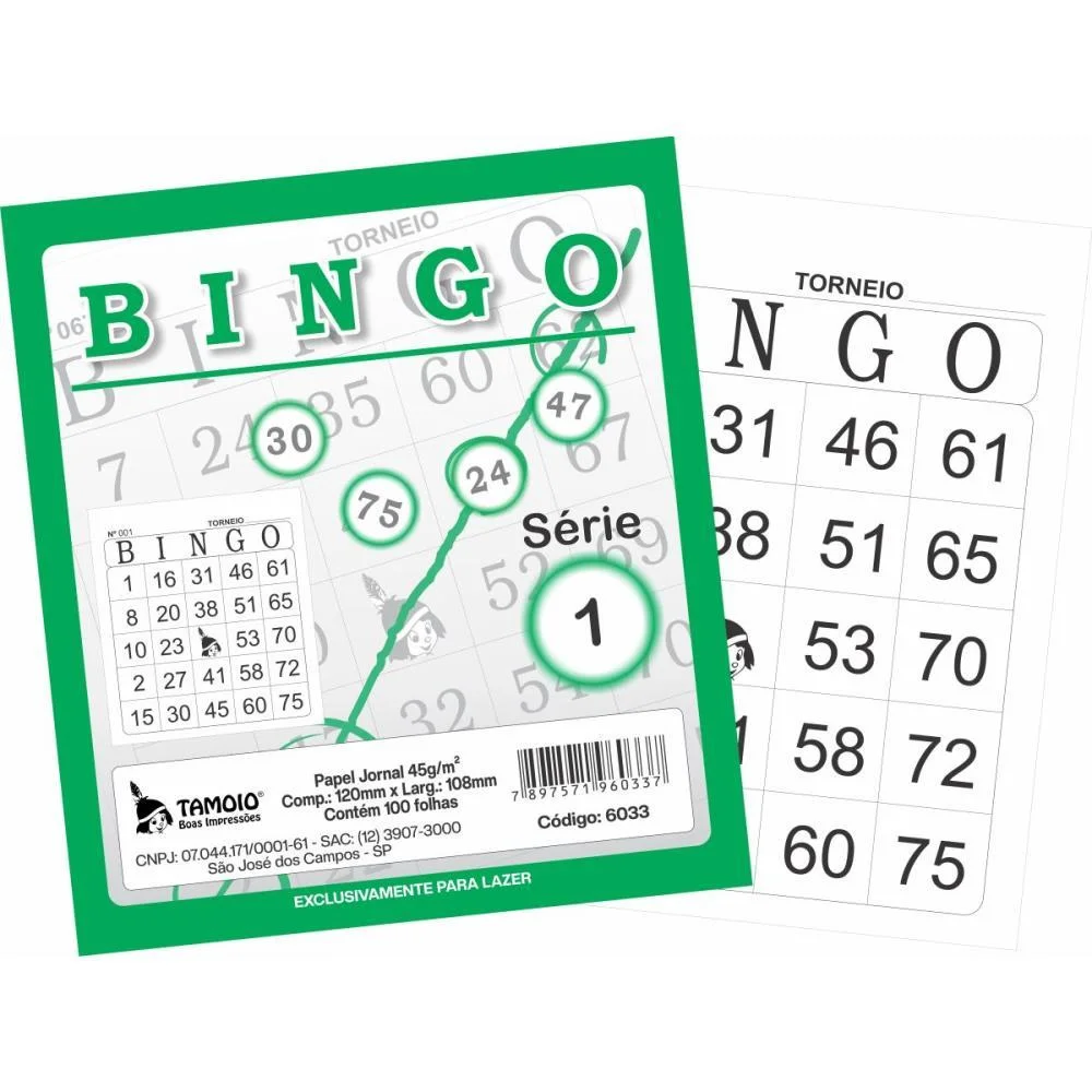 Bloco Para Bingo Verde 120X108Mm 100F Jornal Tamoio (Pct.c/15)