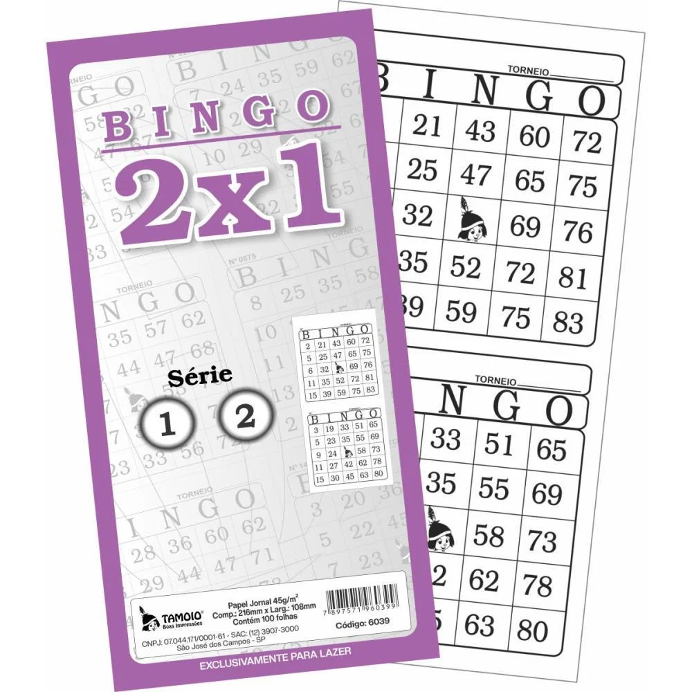 Bloco Para Bingo Bingao Jornal 2X1 100 Folhas Tamoio (Pct.c/12)