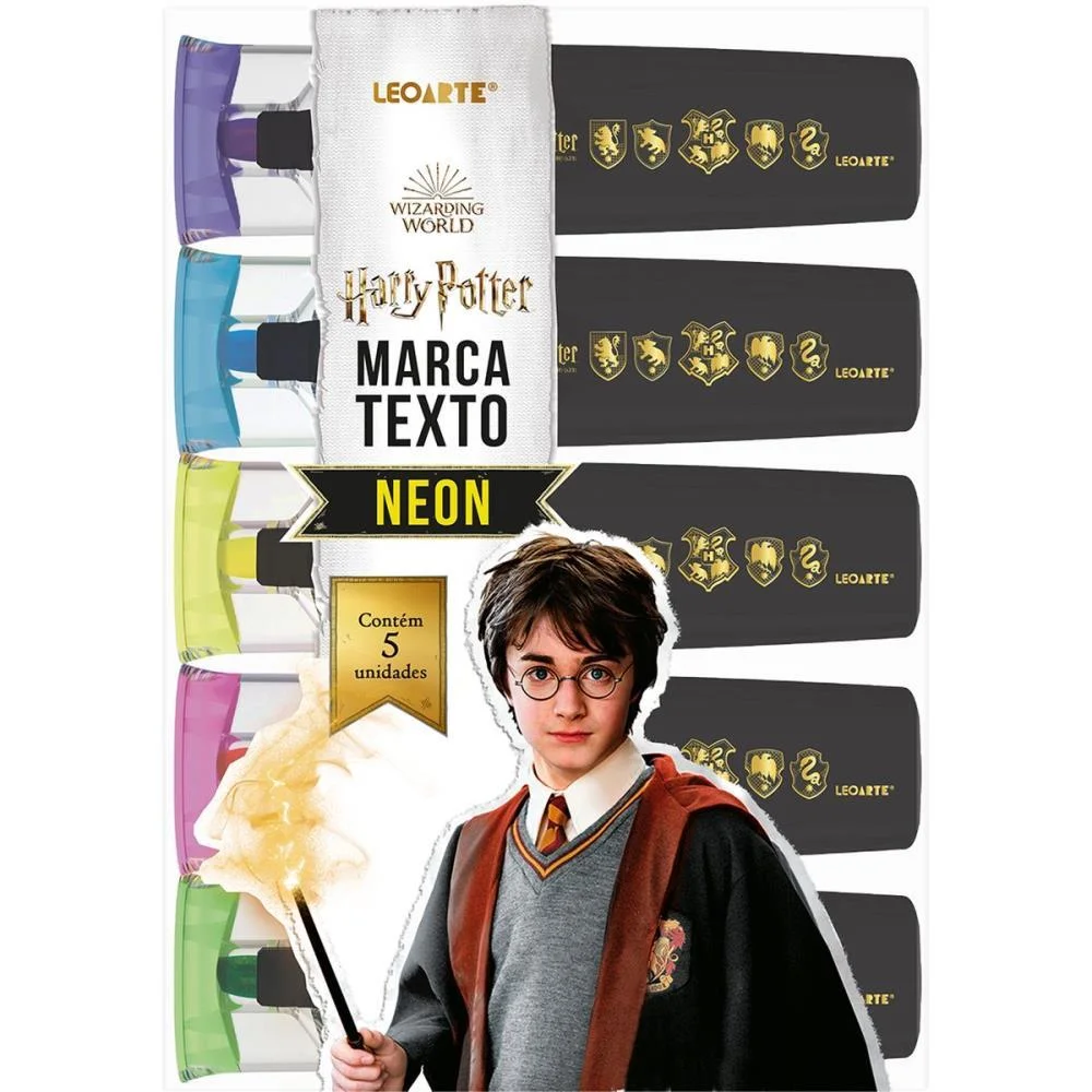 Caneta Marca Texto Harry Potter 5Cores Neon Leonora (Estojo)
