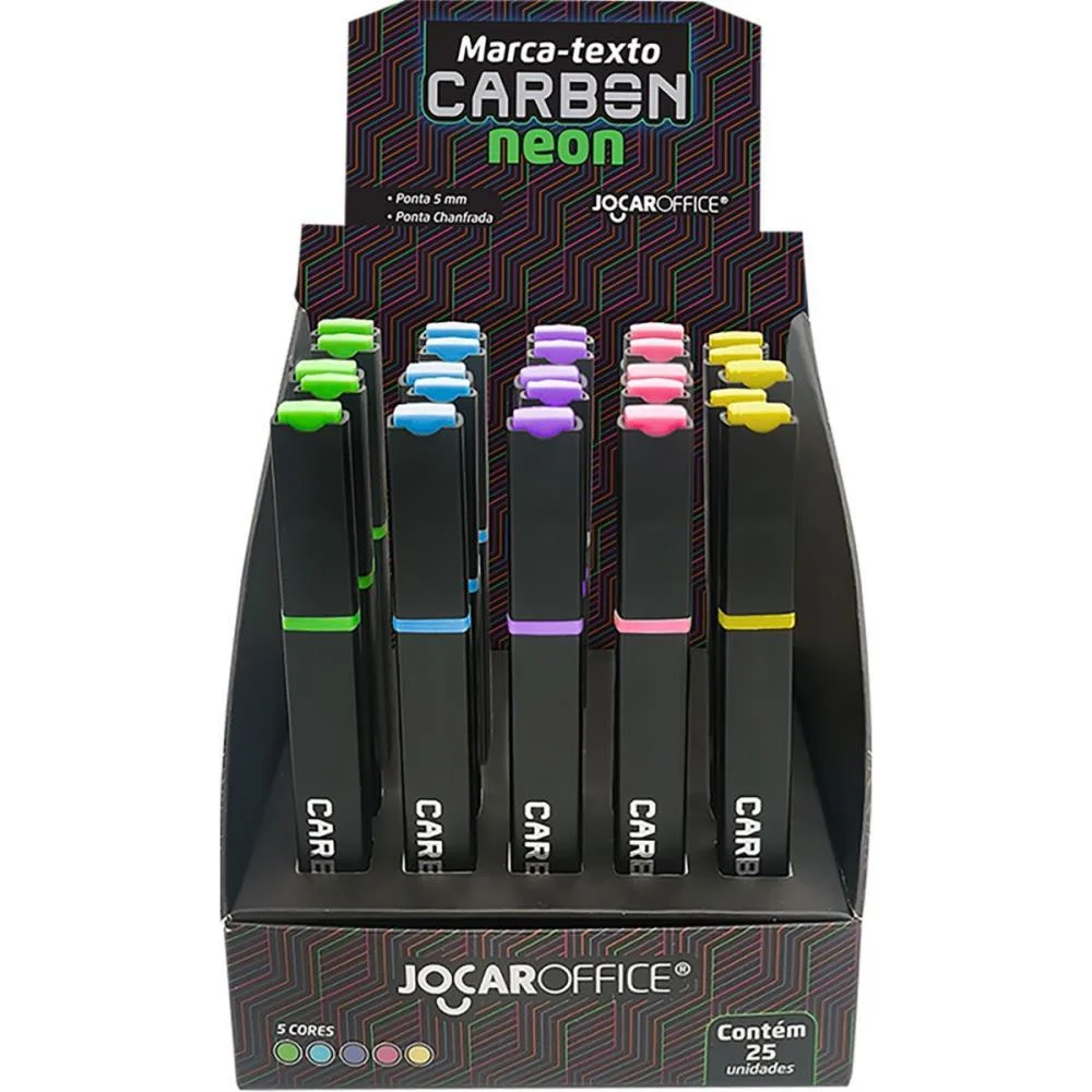 Caneta Marca Texto Carbon Line 5Cores Neon Leonora (Dp.c/25)