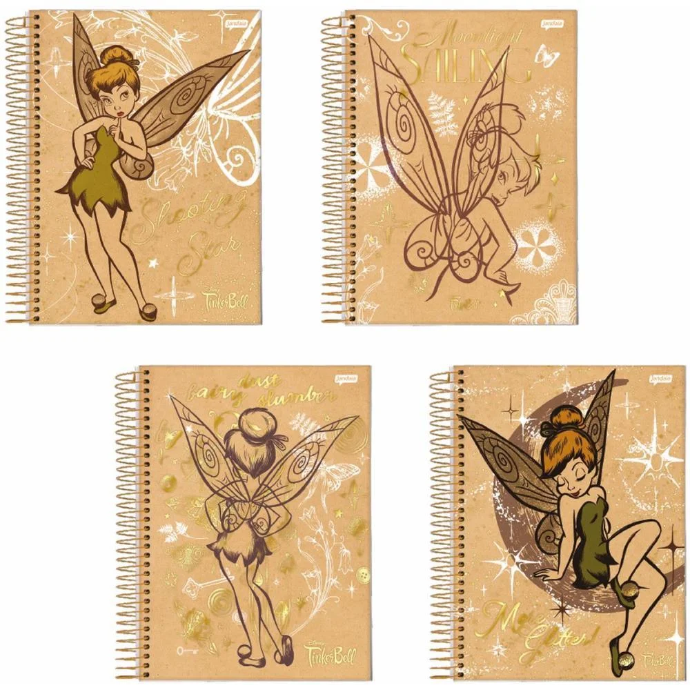 Caderno 10X1 Capa Dura Tinker Bell Kraft 160Fls. I.a Jandaia (Pct.c/04)