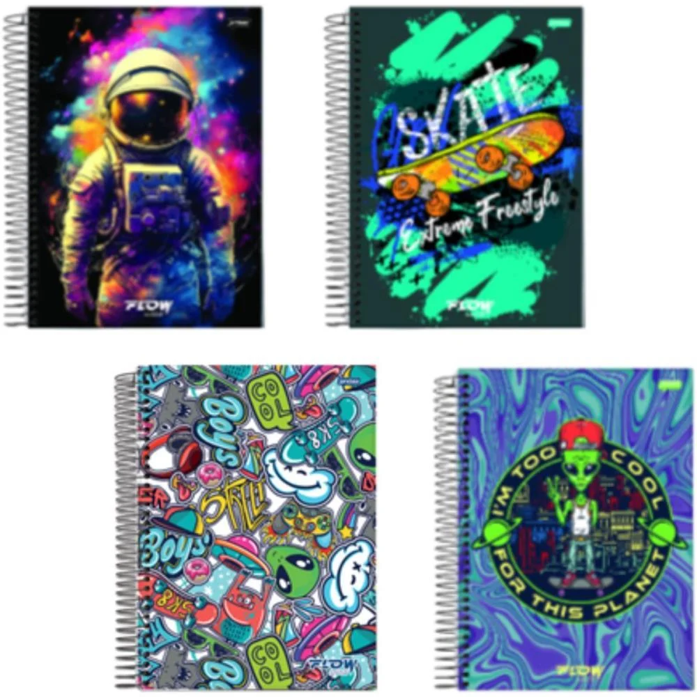 Caderno Espiral Pequeno Capa Dura Flow 80Fls. Jandaia (Pct.c/05)
