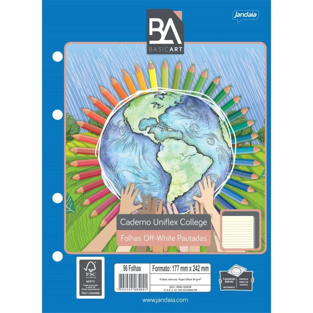 Bloco Para Fichario Colegial Uniflex Off White 80Fls. Jandaia (Pacote)