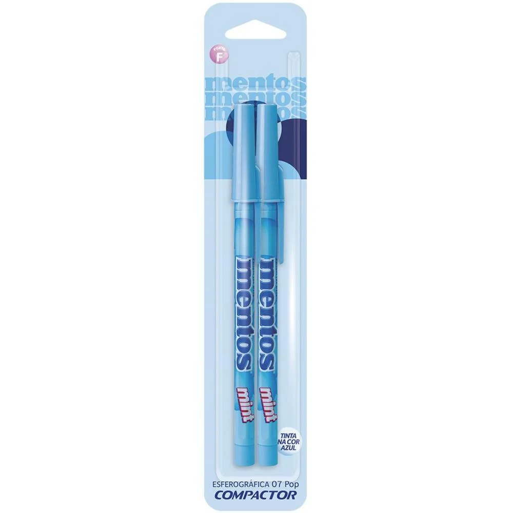 Caneta Esferografica Mentos Pop 0.7Mm F.azul Bl.c/2 Compactor (Cx.c/10)