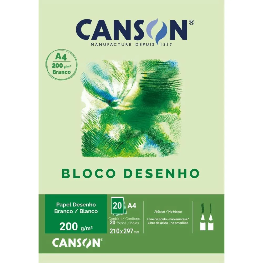 Bloco Para Educacao Artistica Desenho A4 200G 20Fls Branco Canson (Bloco)